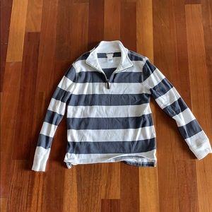 Gray/White Striped Boys Crewcuts 3/4 Zip Up